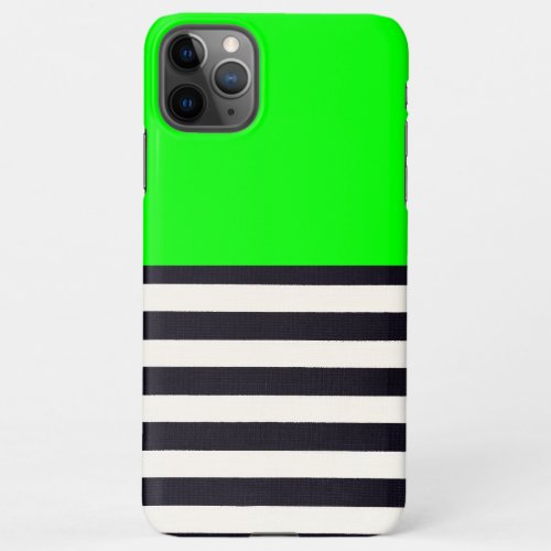 Radical Green with Stripes iphone 11 Case