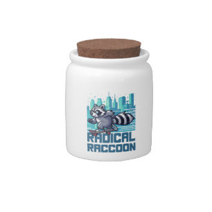 Radical Raccoon Urban Skateboarder Candy Jar