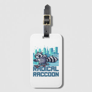 Radical Raccoon Urban Skateboarder Luggage Tag