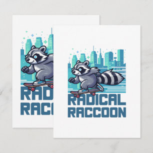 Radical Raccoon Urban Skateboarder Note Card