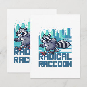Radical Raccoon Urban Skateboarder RSVP Card
