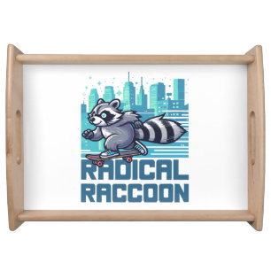 Radical Raccoon Urban Skateboarder Serving Tray