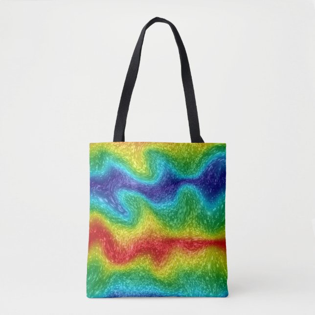 Radical Rainbow Abstract Striped Colorful Art Tote Bag (Front)