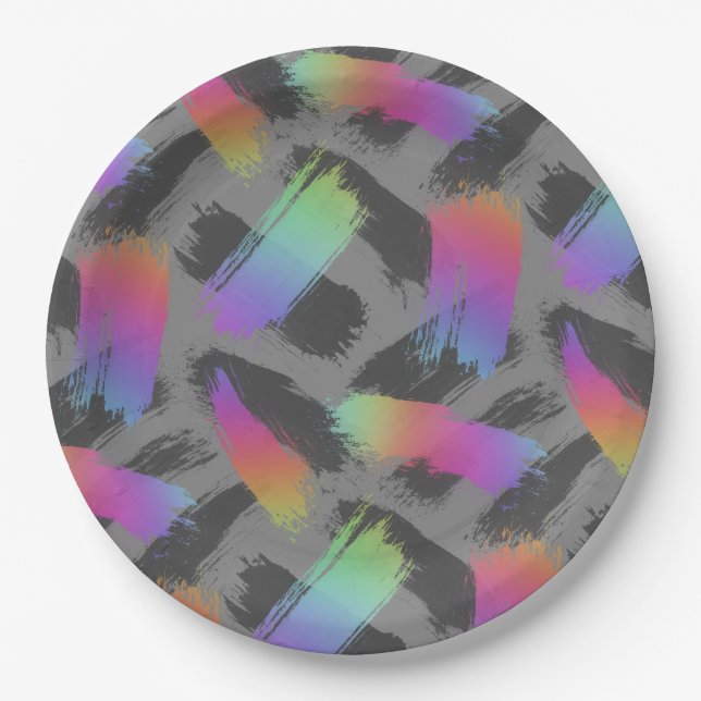 radical retro rainbow : paper plates (Front)