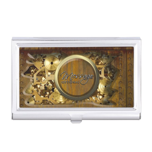 Radical Steampunk 3 Options Business Card Holder (Front)