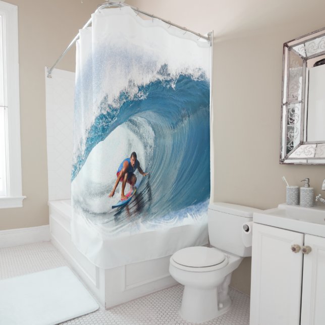 Radical Surfer 1A-1B Image Options Shower Curtain (In Situ)
