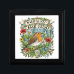 Radicalized by Basic Decency Aesthetic Art Bird Gift Box<br><div class="desc">Share your values with style through this vibrant, aesthetic folk-art illustration. This trendy “Radicalized by Basic Decency” design features a charming robin surrounded by colorful wildflowers, hand-drawn botanical details, and a flowing vintage banner — the perfect blend of cottagecore, activism, and modern social commentary. Make a statement that sparks conversation...</div>