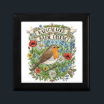 Radicalized by Basic Decency Aesthetic Art Bird Gift Box<br><div class="desc">Share your values with style through this vibrant, aesthetic folk-art illustration. This trendy “Radicalized by Basic Decency” design features a charming robin surrounded by colorful wildflowers, hand-drawn botanical details, and a flowing vintage banner — the perfect blend of cottagecore, activism, and modern social commentary. Make a statement that sparks conversation...</div>