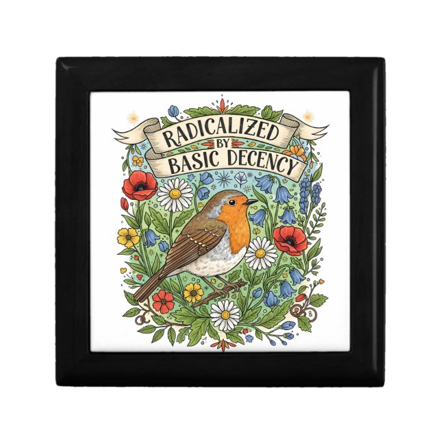 Radicalized by Basic Decency Aesthetic Art Bird Gift Box (Front)