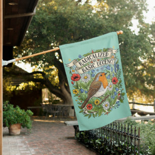 Radicalized by Basic Decency Aesthetic Art Bird House Flag