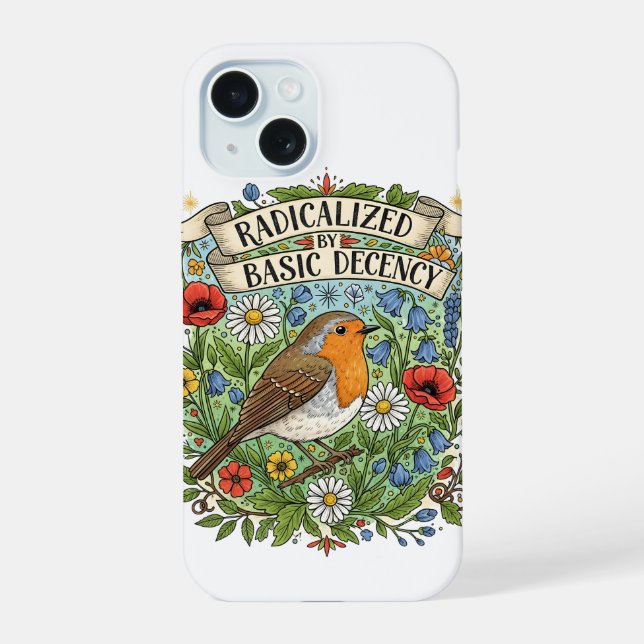 Radicalized by Basic Decency Aesthetic Art Bird Iphone Case (Back)