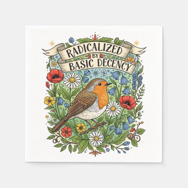 Radicalized by Basic Decency Aesthetic Art Bird Napkins (Front)