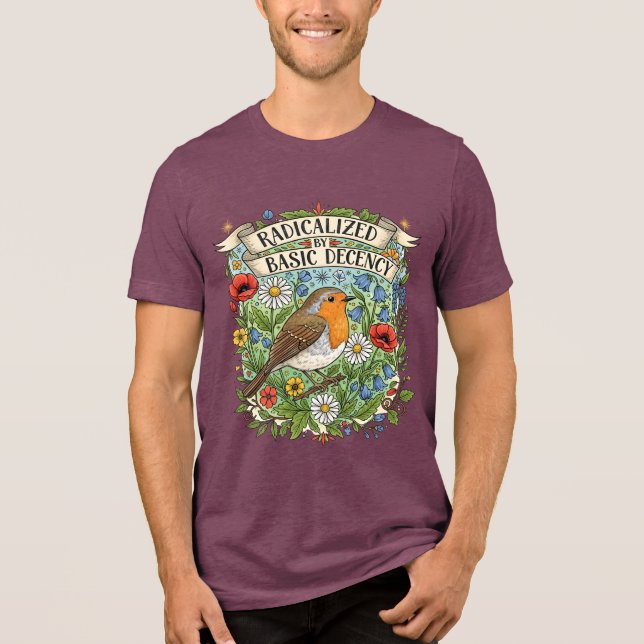 Radicalized by Basic Decency Aesthetic Art Bird Tri-Blend Shirt (Front)