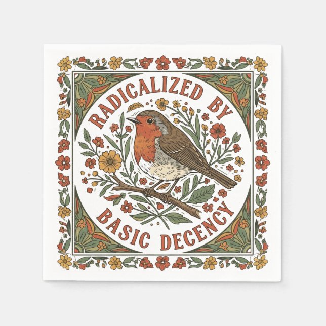 Radicalized by Basic Decency Bird Illustration  Napkins (Front)