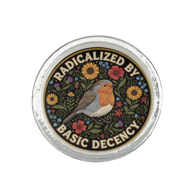 Radicalized by Basic Decency Birds lovers Ring (Front)