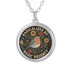 Radicalized by Basic Decency Birds lovers Silver Plated Necklace