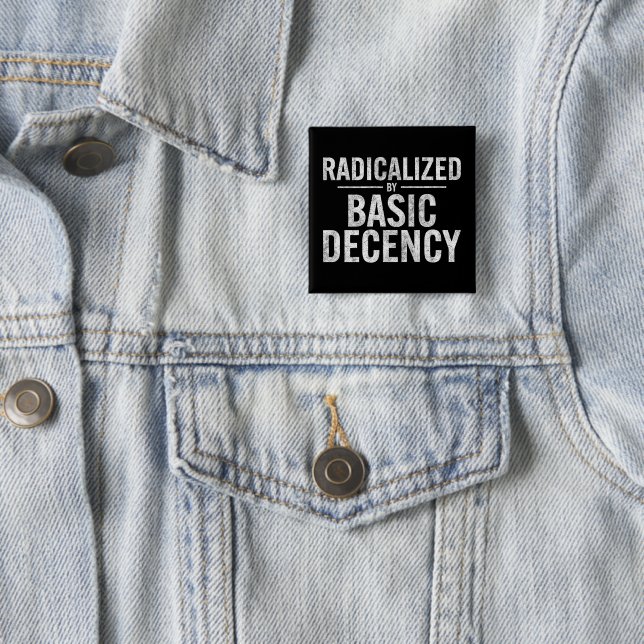 Radicalized By Basic Decency Funny Button (In Situ)