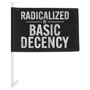 Radicalized By Basic Decency Funny Car Flag