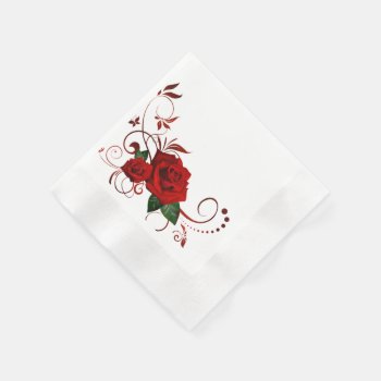 Radient Red Roses Paper Napkins by Pizazzed at Zazzle