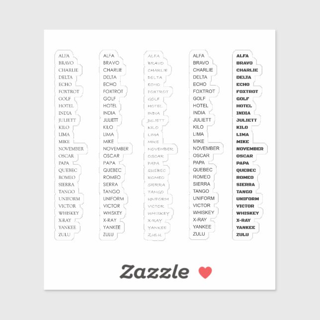 Radio Alphabet Sticker (Sheet)