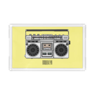 Radio cartoon illustration acrylic tray