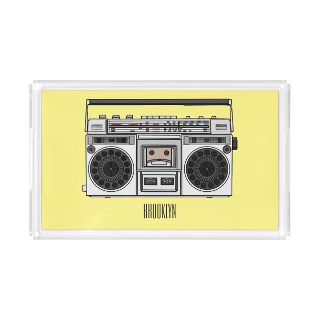 Radio cartoon illustration  acrylic tray (Front)
