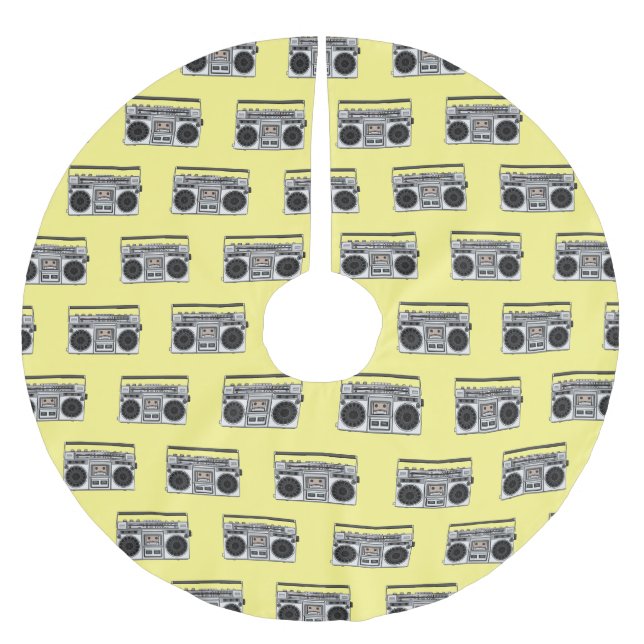 Radio cartoon illustration  brushed polyester tree skirt (Front)