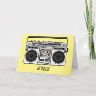 Radio cartoon illustration card