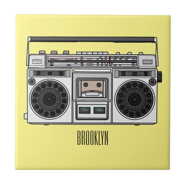 Radio cartoon illustration  ceramic tile (Front)