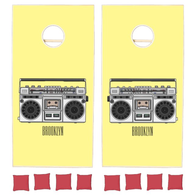 Radio cartoon illustration  cornhole set (Set)