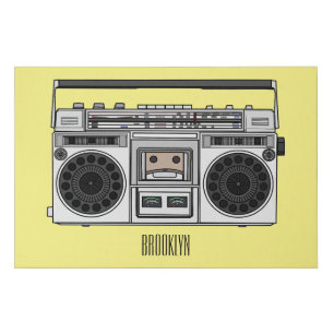 Radio cartoon illustration  faux canvas print