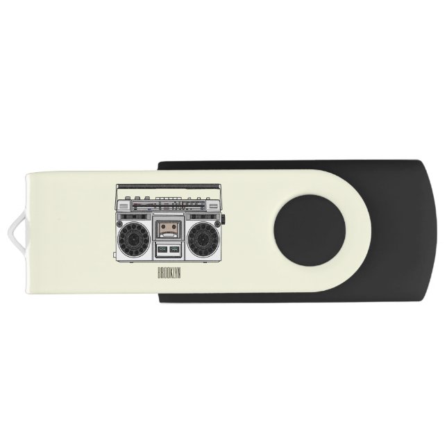 Radio cartoon illustration  flash drive (Back)
