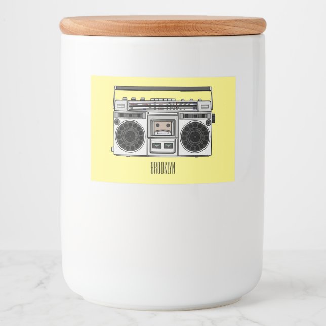 Radio cartoon illustration food label (Front)