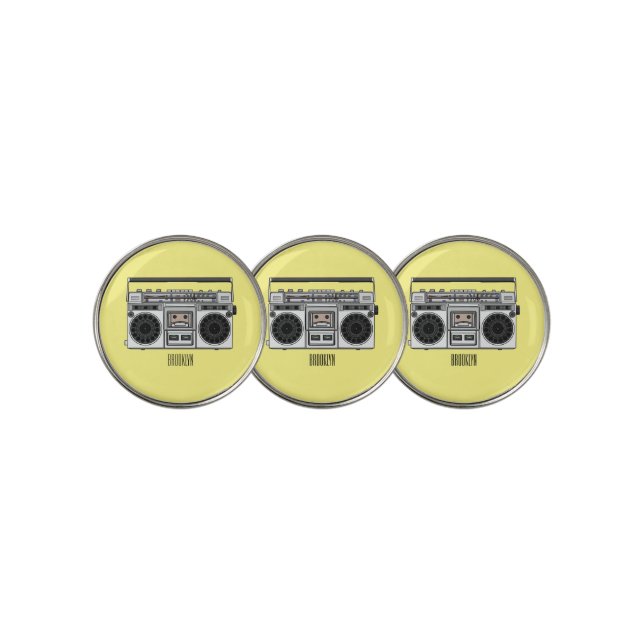 Radio cartoon illustration  golf ball marker (3 Up)