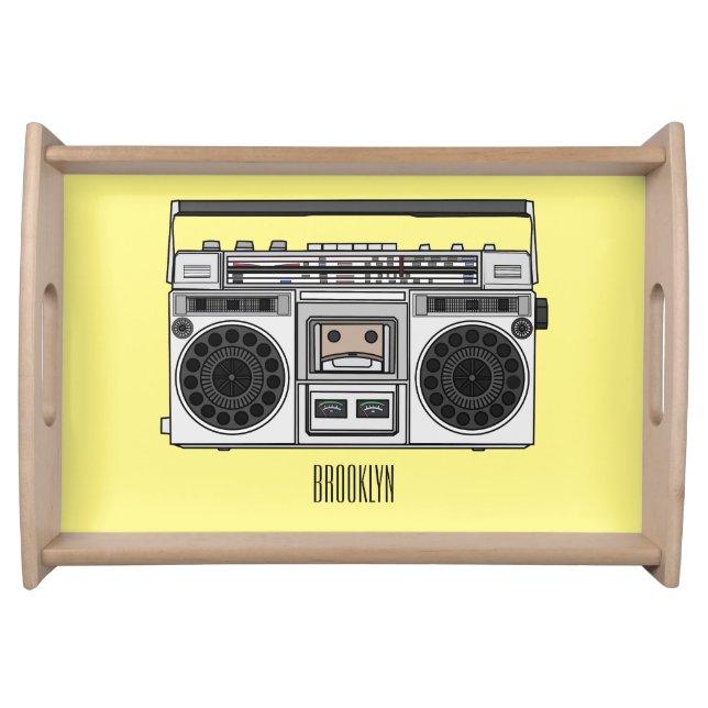 Radio cartoon illustration  serving tray (Front)