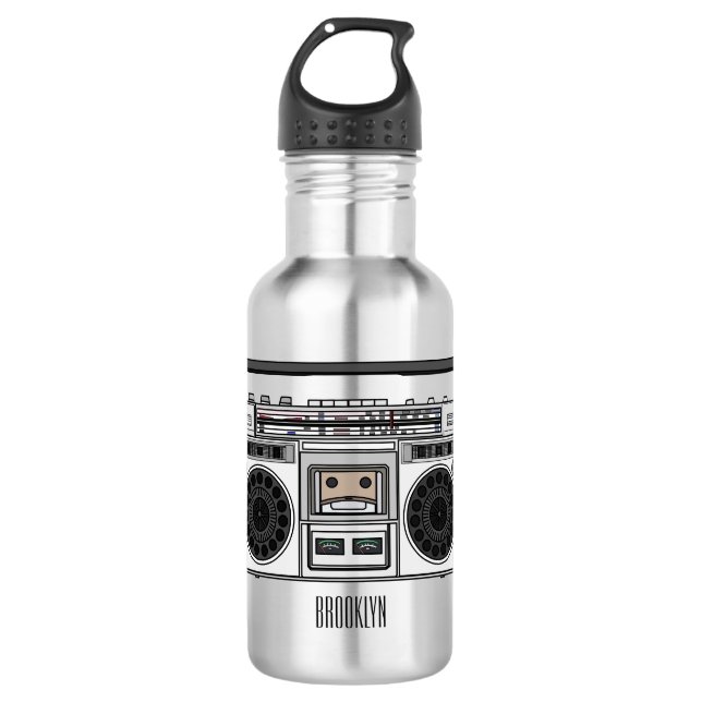 Radio cartoon illustration  stainless steel water bottle (Front)