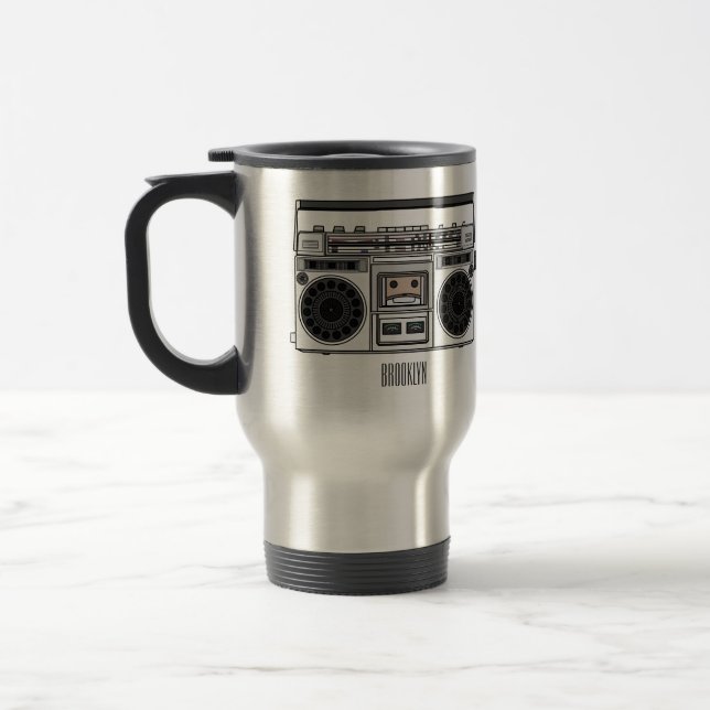 Radio cartoon illustration  travel mug (Left)