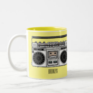 Radio cartoon illustration Two-Tone coffee mug