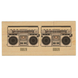 Radio cartoon illustration wood flash drive
