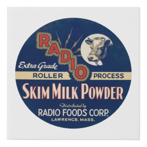Radio Extra Grade Roller Process Skim Milk Powder Faux Canvas Print