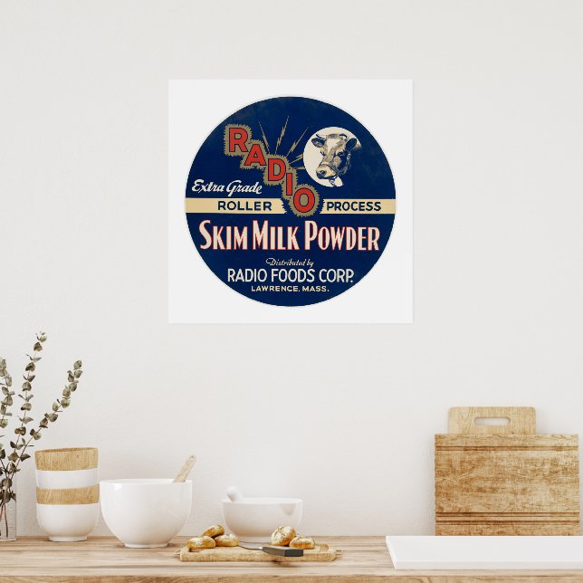 Radio Extra Grade Roller Process Skim Milk Powder. Poster (Kitchen)