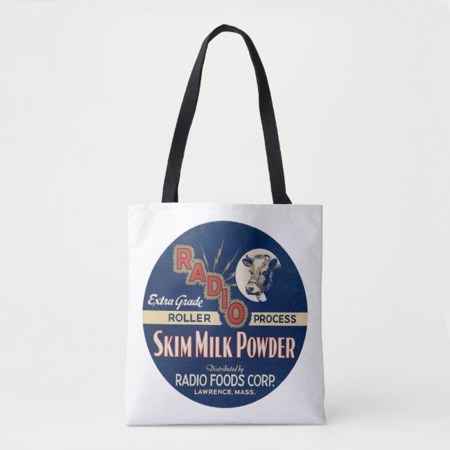 Radio Extra Grade Roller Process Skim Milk Powder. Tote Bag (Front)
