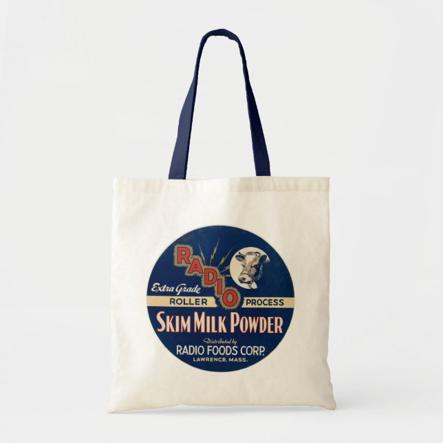 Radio Extra Grade Roller Process Skim Milk Powder. Tote Bag (Front)
