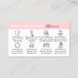 Radio Frequency Skin Tighten Aftercare Instruction Business Card