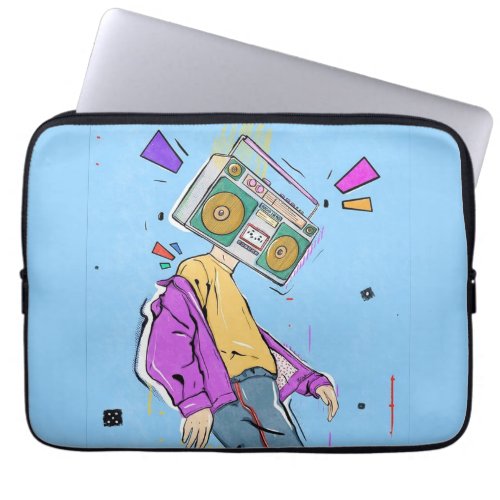 Radio head man modern pop art design laptop sleeve