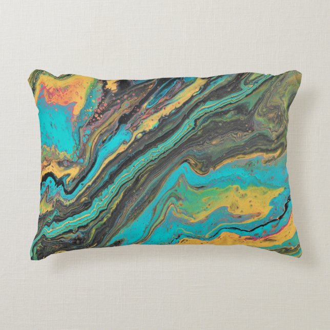Radio King 3 Turquoise Abstract Accent Pillow (Front)