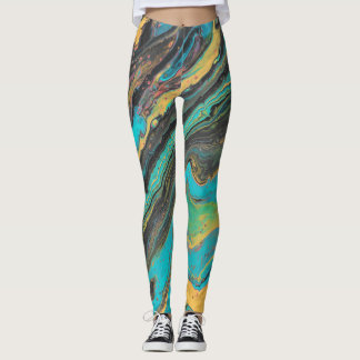 Radio King 3 Turquoise Abstract Leggings
