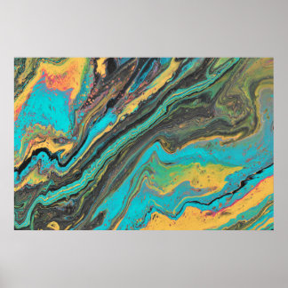Radio King 3 Turquoise Acrylic Abstract Poster 