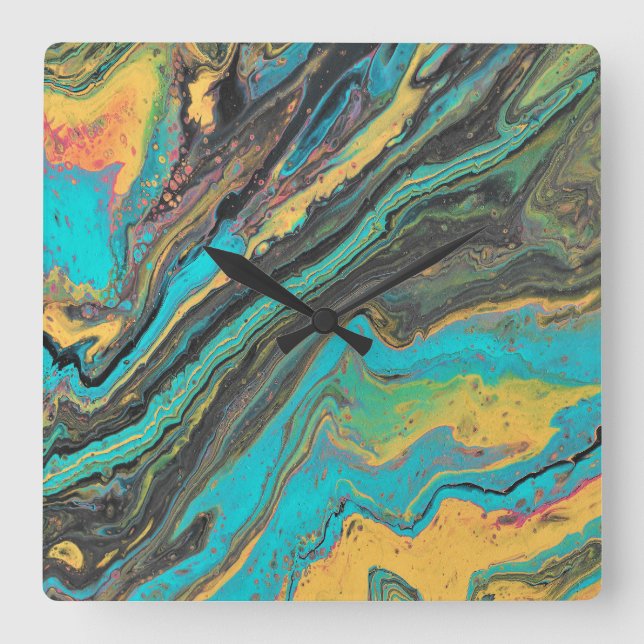 Radio King 3 Turquoise Geode Abstract Wall Clock (Front)