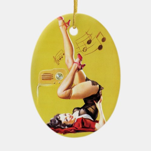 Radio Play Pin Up Ceramic Ornament